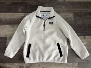 Poler Outdoor Stuff Sherpa Fleece Pullover Men’s L Cream 1/4 Zip Camp Vibes